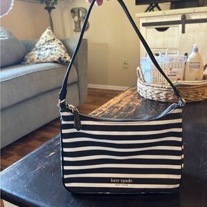 Kate Spade Black and White Striped Shoulder Bag